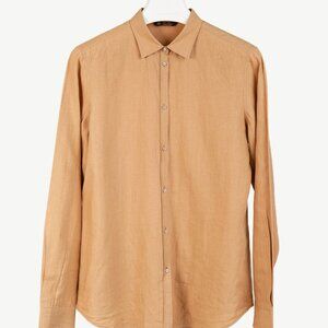Loro Piana Tan Linen Long-Sleeve Buttoned Shirt